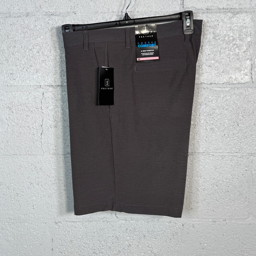 PGA Tour Men's Flat-Front 4-Way Stretch 9" Shorts DK grey Heather, 40 $48